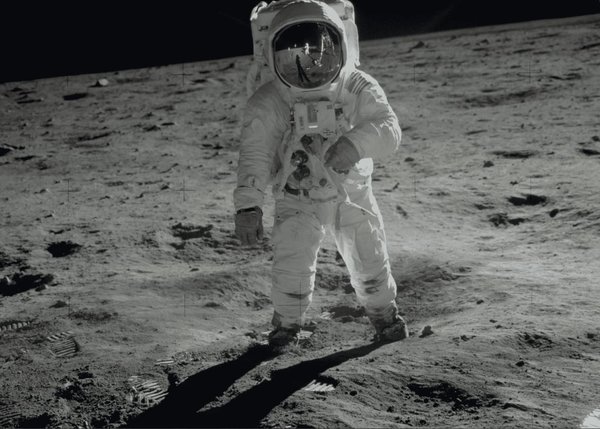 On the MOON - Buzz ALDRIN (Neil ARMSTRONG in reflection)