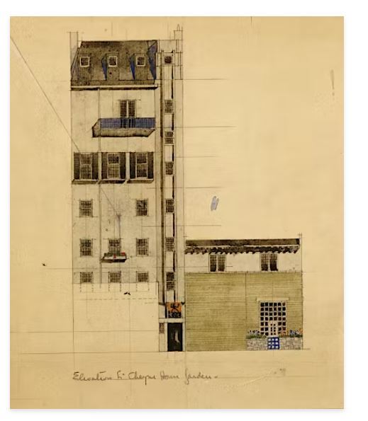 London: Elevation of Proposed Studio in Glebe Place and Upper Cheyne Walk, 1920